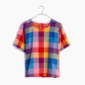 Madewell boxy button back top in oversized gingham